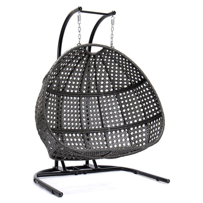 LeisureMod Wicker Hanging Double Egg Swing Chair EKDCH-57BR - Ethereal Company