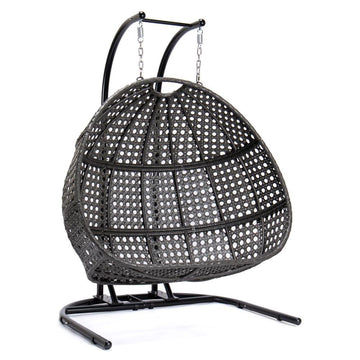 LeisureMod Wicker Hanging Double Egg Swing Chair EKDCH-57DG - Ethereal Company