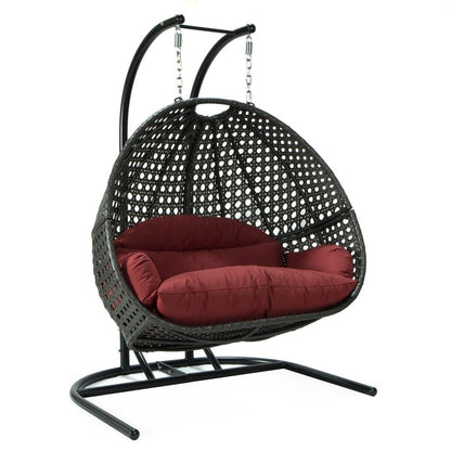 LeisureMod Wicker Hanging Double Egg Swing Chair EKDCH-57DR - Ethereal Company