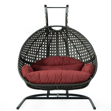 LeisureMod Wicker Hanging Double Egg Swing Chair EKDCH-57DR - Ethereal Company