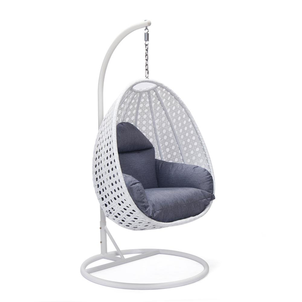 LeisureMod Wicker Hanging Egg Swing Chair, Beige - Ethereal Company