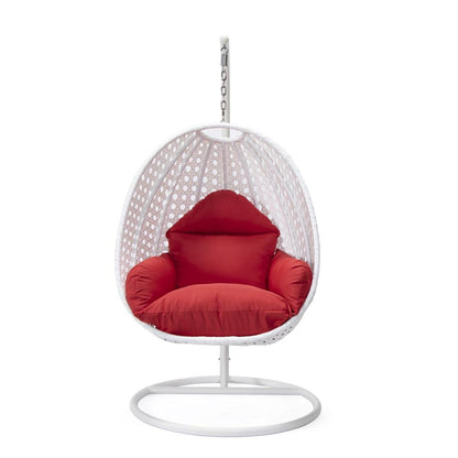 LeisureMod Wicker Hanging Egg Swing Chair, Beige - Ethereal Company