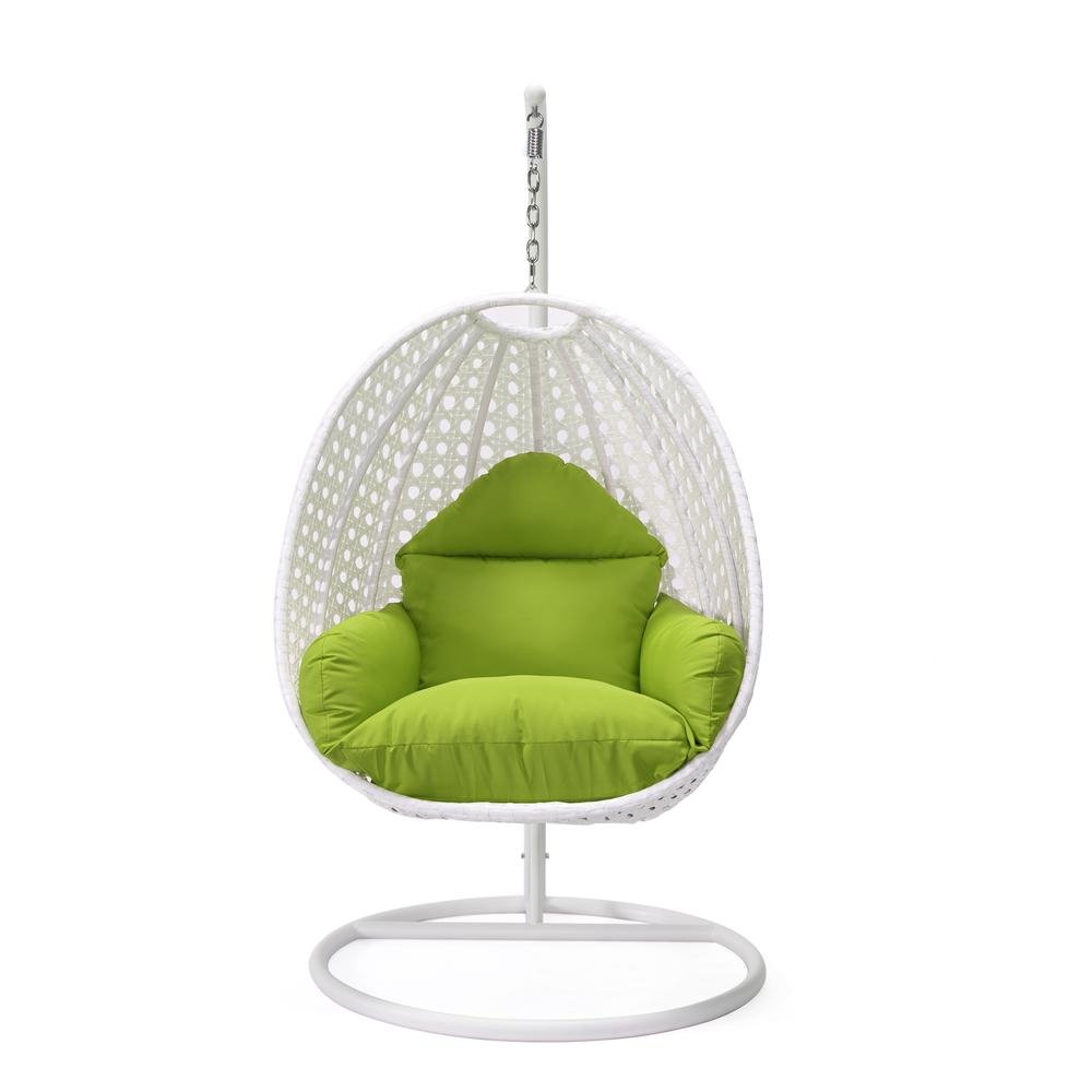 LeisureMod Wicker Hanging Egg Swing Chair, Beige - Ethereal Company