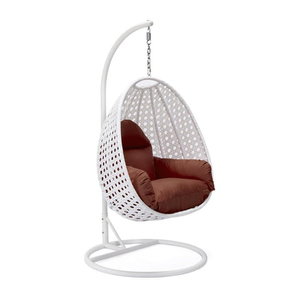 LeisureMod Wicker Hanging Egg Swing Chair, Beige - Ethereal Company