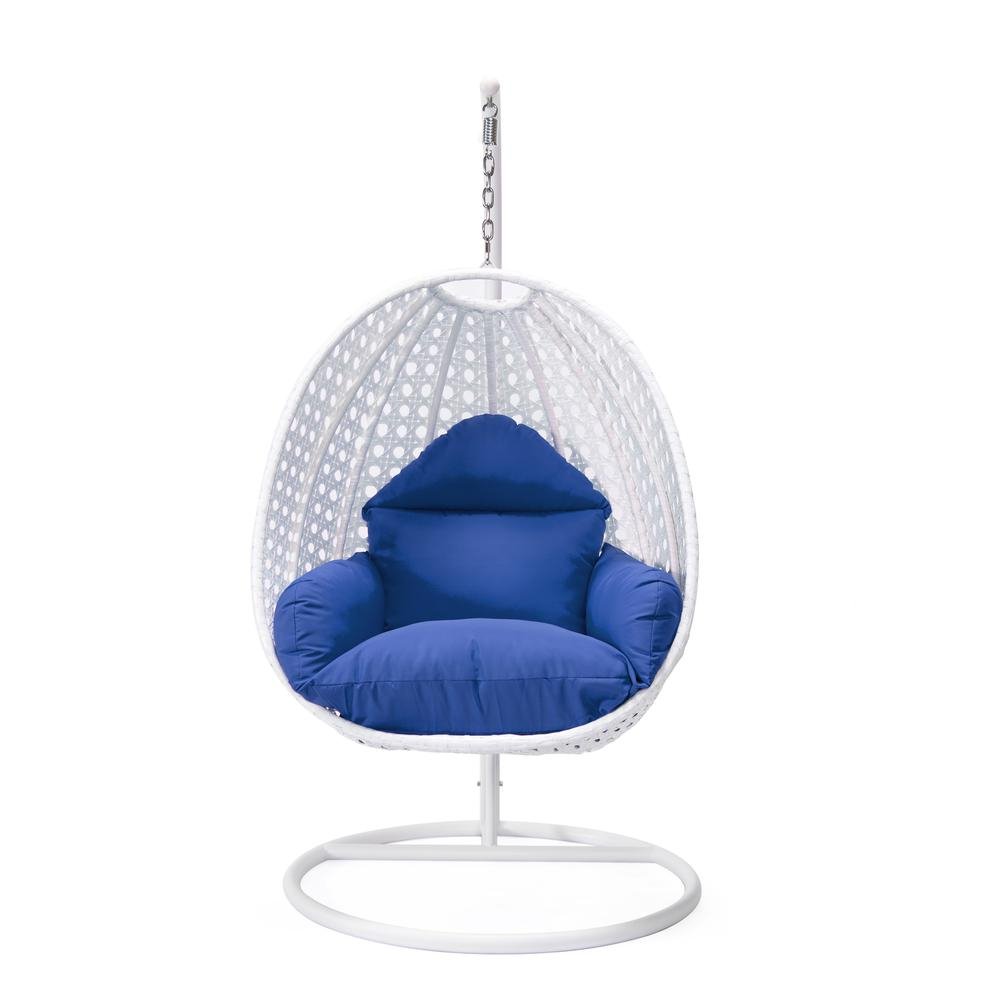 LeisureMod Wicker Hanging Egg Swing Chair, Beige - Ethereal Company