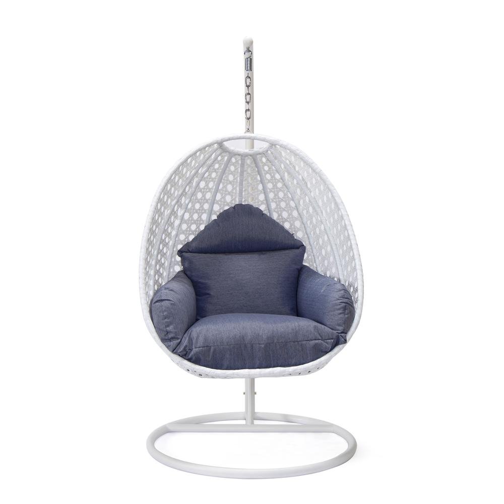 LeisureMod Wicker Hanging Egg Swing Chair, Beige - Ethereal Company