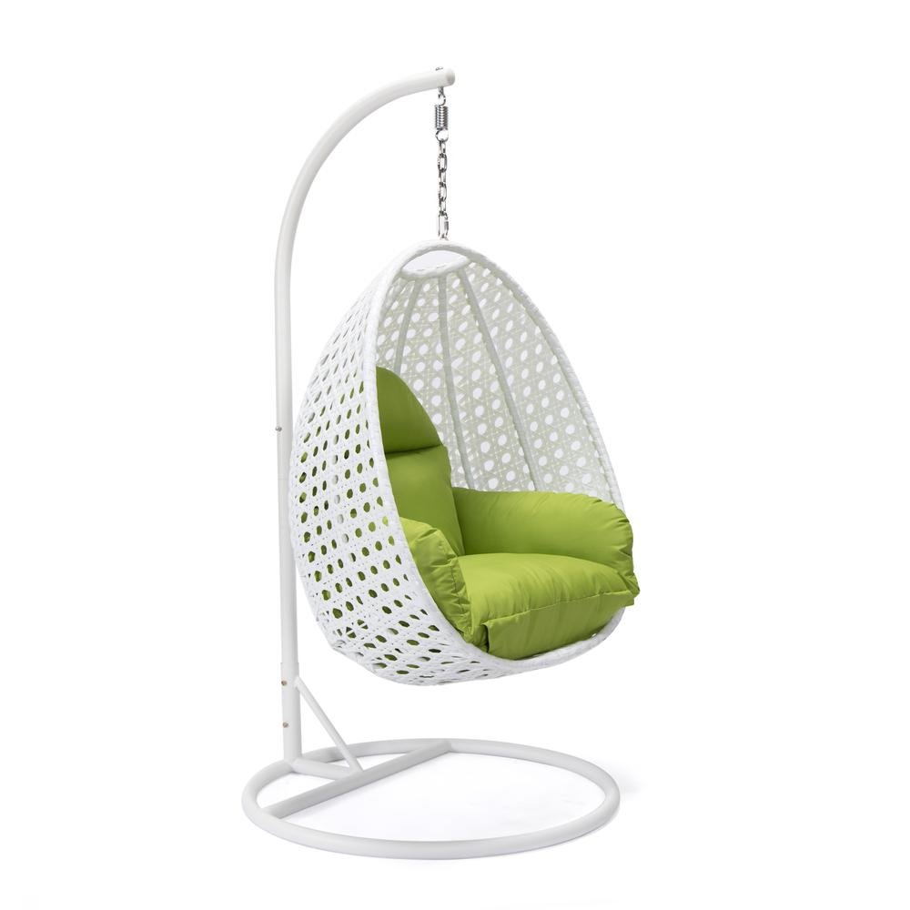 LeisureMod Wicker Hanging Egg Swing Chair, Beige - Ethereal Company