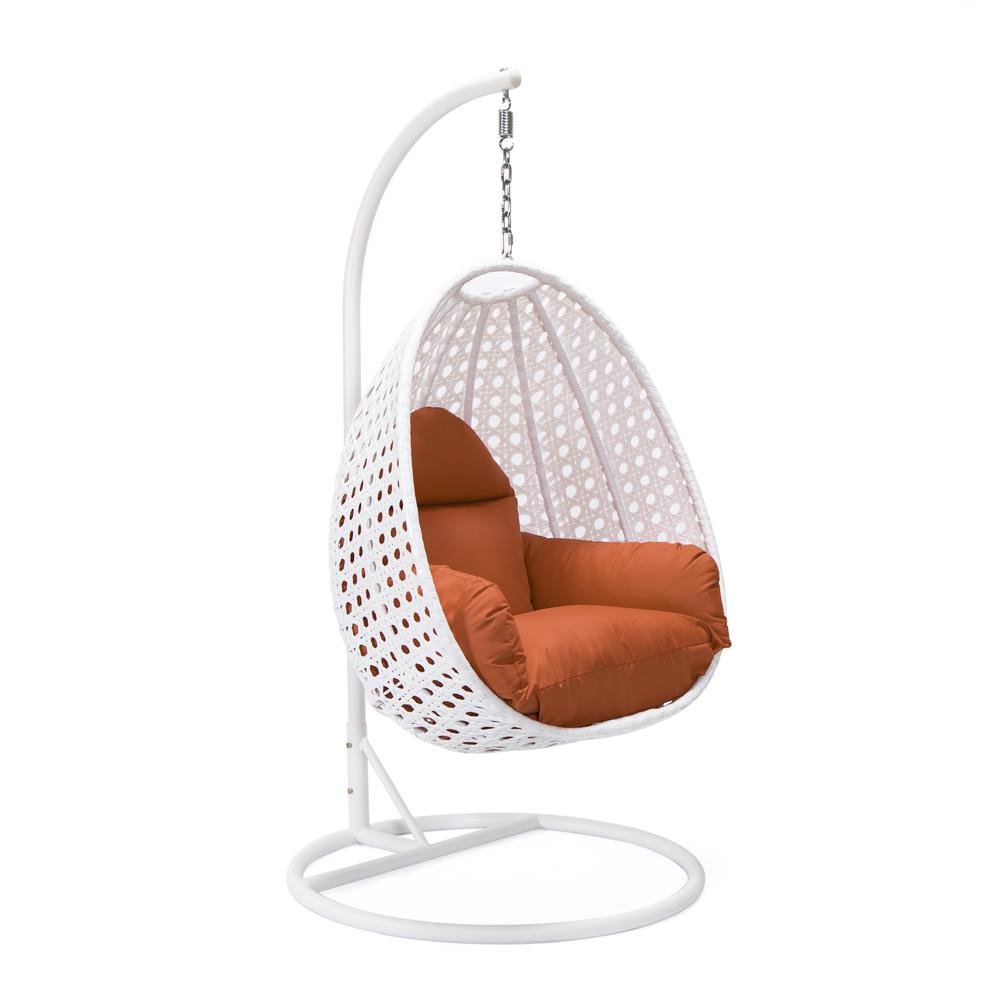 LeisureMod Wicker Hanging Egg Swing Chair, Beige - Ethereal Company