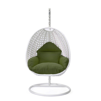 LeisureMod Wicker Hanging Egg Swing Chair, Beige - Ethereal Company