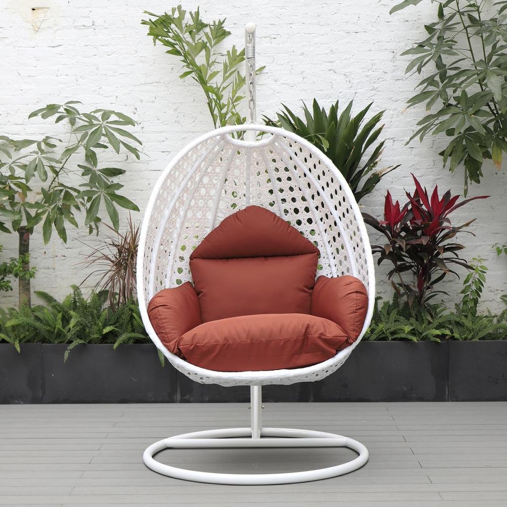 LeisureMod Wicker Hanging Egg Swing Chair, Beige - Ethereal Company