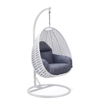 LeisureMod Wicker Hanging Egg Swing Chair, Cherry - Ethereal Company