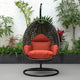 LeisureMod Wicker Hanging Egg Swing Chair in Cherry - Durable Outdoor Seating - Ethereal Company