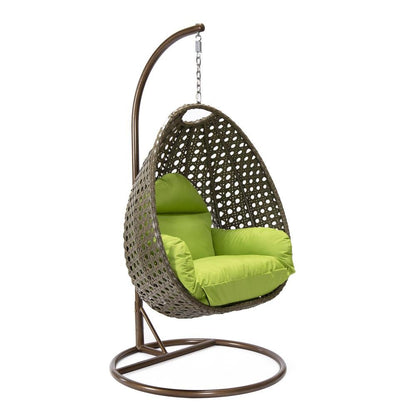 LeisureMod Wicker Hanging Egg Swing Chair in Light Green - Ethereal Company
