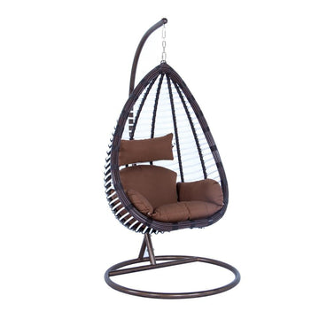 LeisureMod Wicker Hanging Egg Swing Chair Indoor Outdoor Use ESC38BR - Ethereal Company