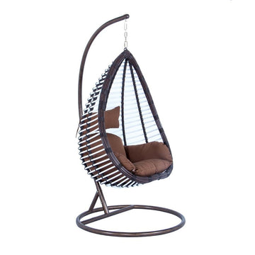 LeisureMod Wicker Hanging Egg Swing Chair Indoor Outdoor Use ESC38BR - Ethereal Company