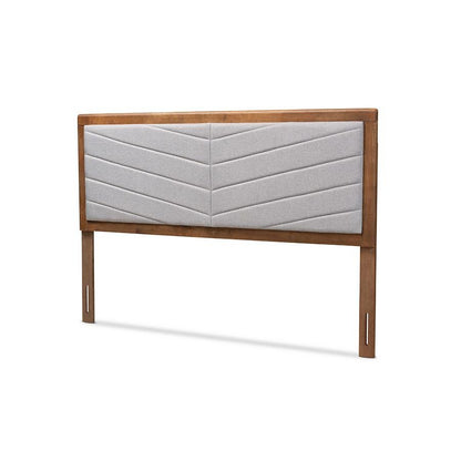 Light Grey and Walnut Brown Finished Wood Queen Size Headboard - Ethereal Company