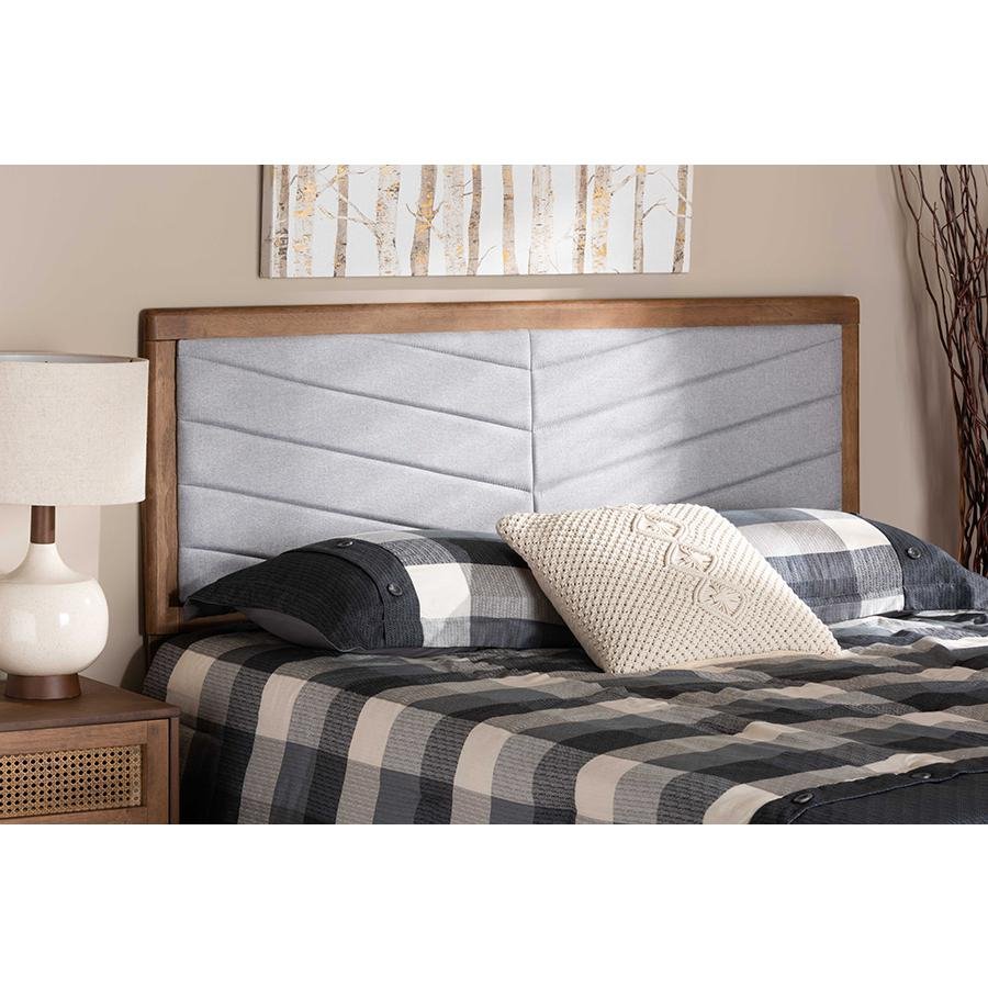 Light Grey and Walnut Brown Finished Wood Queen Size Headboard - Ethereal Company