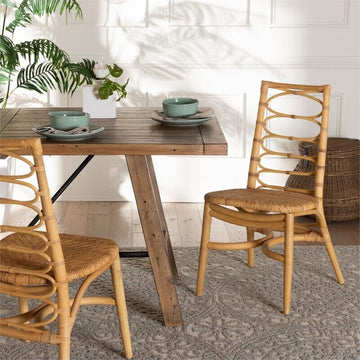 Lisbon Modern Bohemian Natural Rattan Dining Chair - Handcrafted Elegance - Ethereal Company