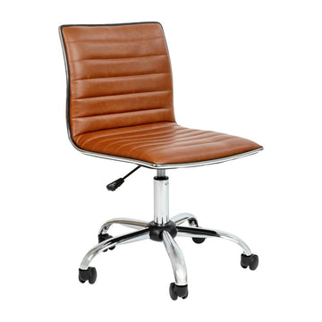 Low Back Designer Armless Brown Ribbed Swivel Task Office Chair - Ethereal Company
