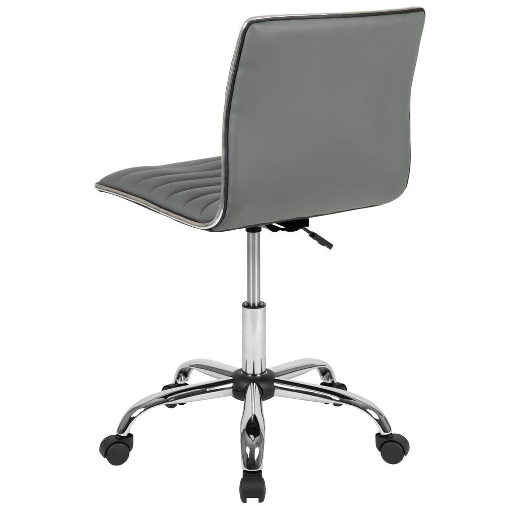 Low Back Designer Armless Light Gray Ribbed Swivel Task Office Chair - Ethereal Company