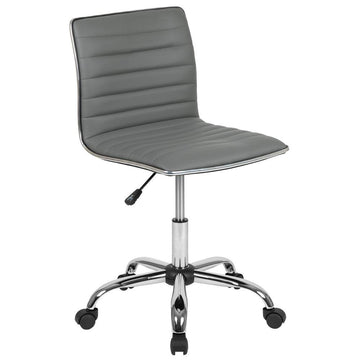 Low Back Designer Armless Light Gray Ribbed Swivel Task Office Chair - Ethereal Company