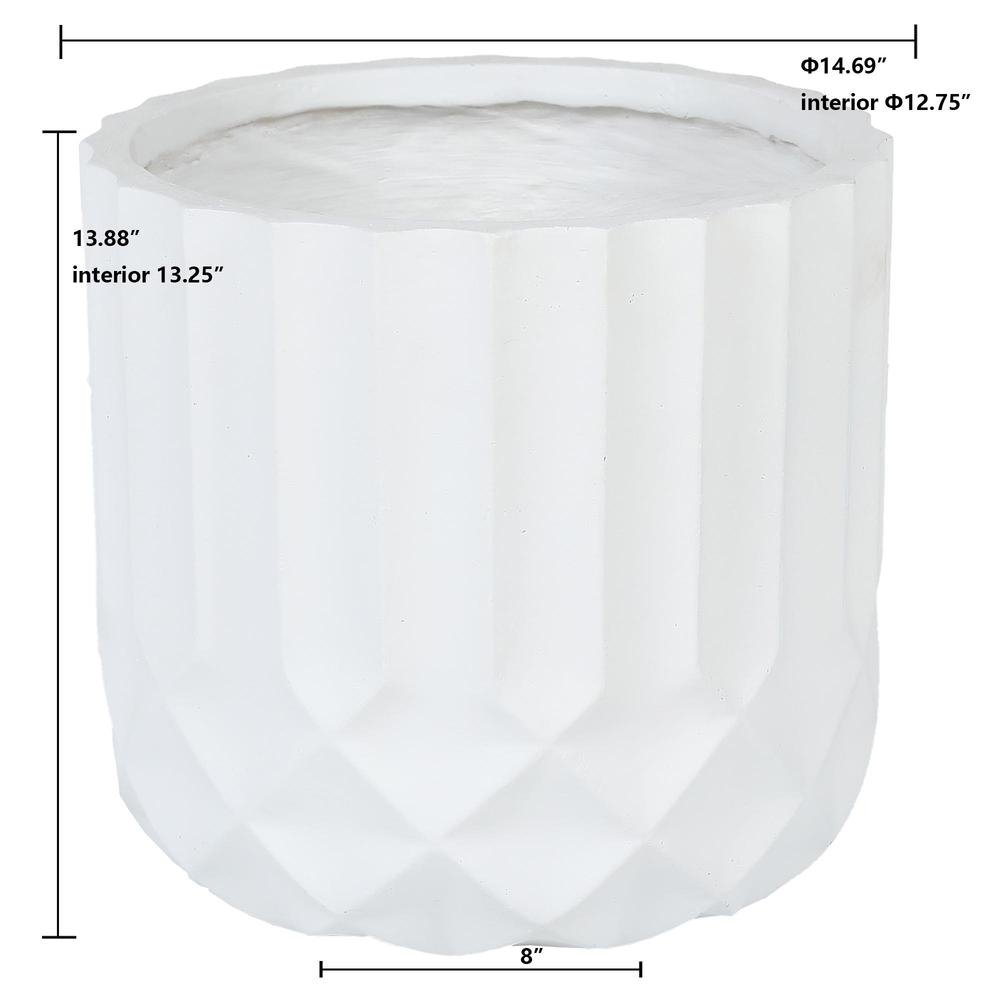 LuxenHome 14.7 in. Round Modern White MgO Planter - Ethereal Company