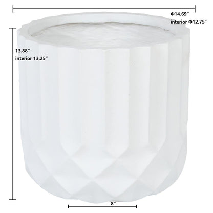 LuxenHome 14.7 in. Round Modern White MgO Planter - Ethereal Company