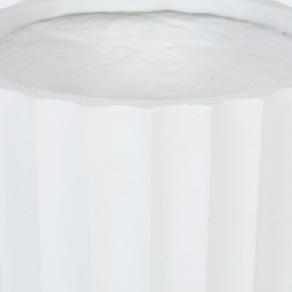 LuxenHome 14.7 in. Round Modern White MgO Planter - Ethereal Company