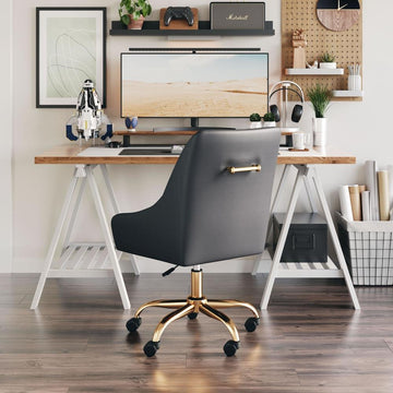 Madelaine Office Chair Gray &amp; Gold - Ethereal Company