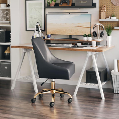 Madelaine Office Chair Gray &amp; Gold - Ethereal Company