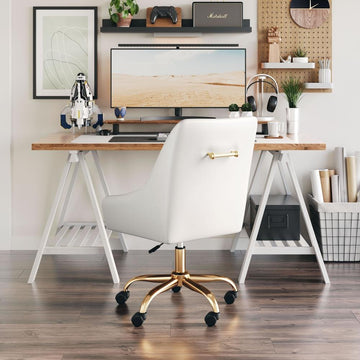 Madelaine Office Chair White &amp; Gold - Ethereal Company