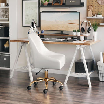 Madelaine Office Chair White &amp; Gold - Ethereal Company