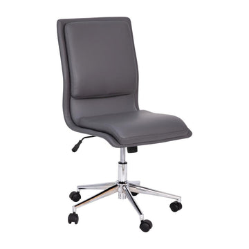 Madigan Mid-Back Armless Swivel Task Office Chair with LeatherSoft and Adjustable Chrome Base, Gray - Ethereal Company