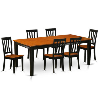Maximilian Dining Table/ 6 Wooden Dining Chairs-Black &amp; Cherry finish - Ethereal Company