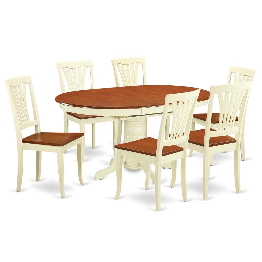 Maximilian Pedestal Oval Dining Table and 6 Dining Chairs Buttermilk &amp; Cherry - Ethereal Company