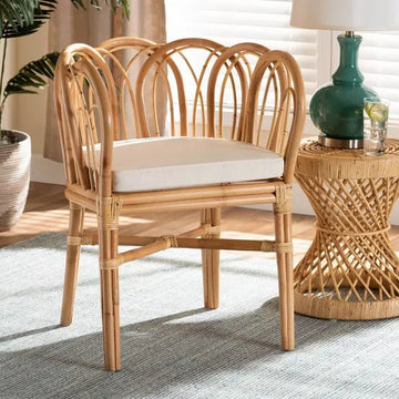 Melody Modern and Contemporary Natural Finished Rattan Dining Chair - Ethereal Company