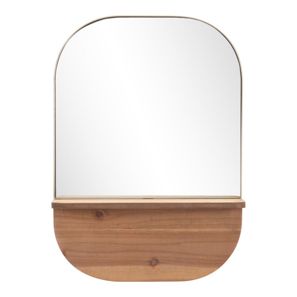Meridian Shelf Mirror Gold &amp; Brown - Ethereal Company