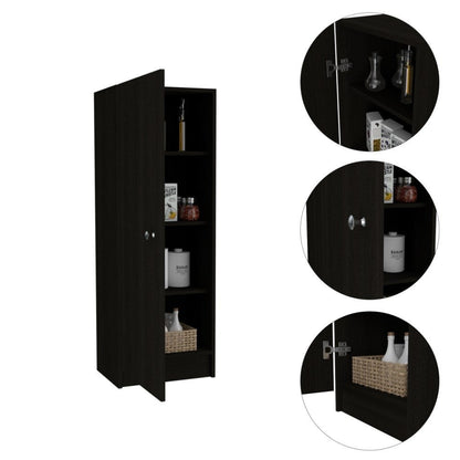 Miami Pantry, Single Door Cabinet, Black Wengue Finish - Ethereal Company