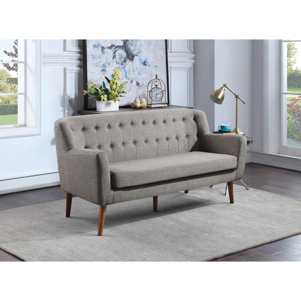 Mill Lane Mid-Century Modern 68” Tufted Sofa in Cement Fabric - Ethereal Company