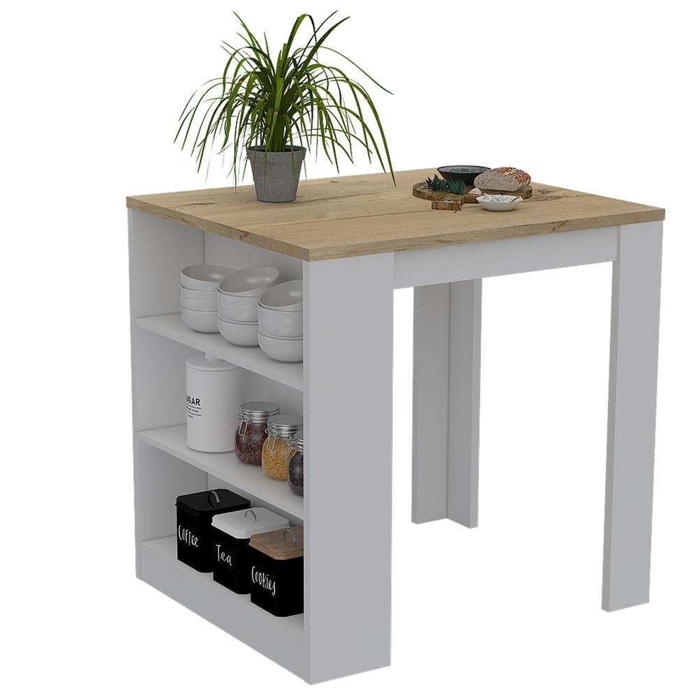 Milos Kitchen Island Table White-Light Oak - Ethereal Company