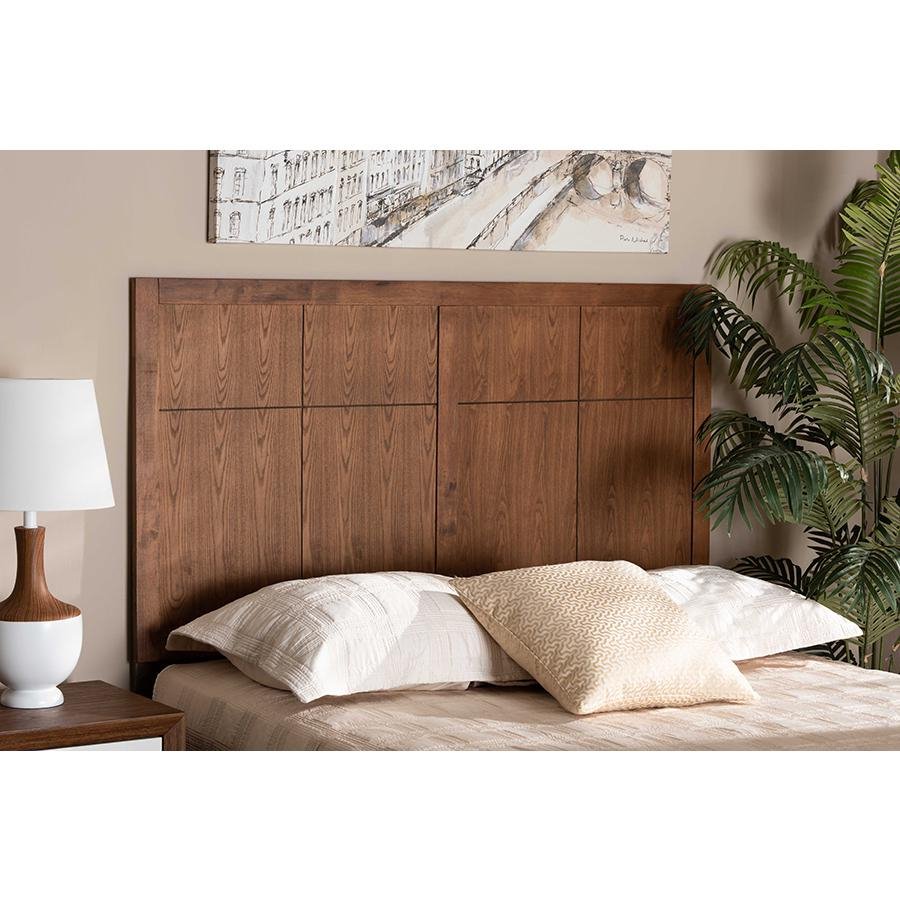 Monroe Transitional and Rustic Ash Walnut Finished Wood Full Size Headboard - Ethereal Company