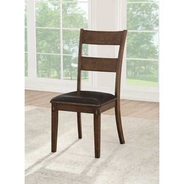 Nabirye Side Chair (Set-2), PU &amp; Dark Oak - Ethereal Company