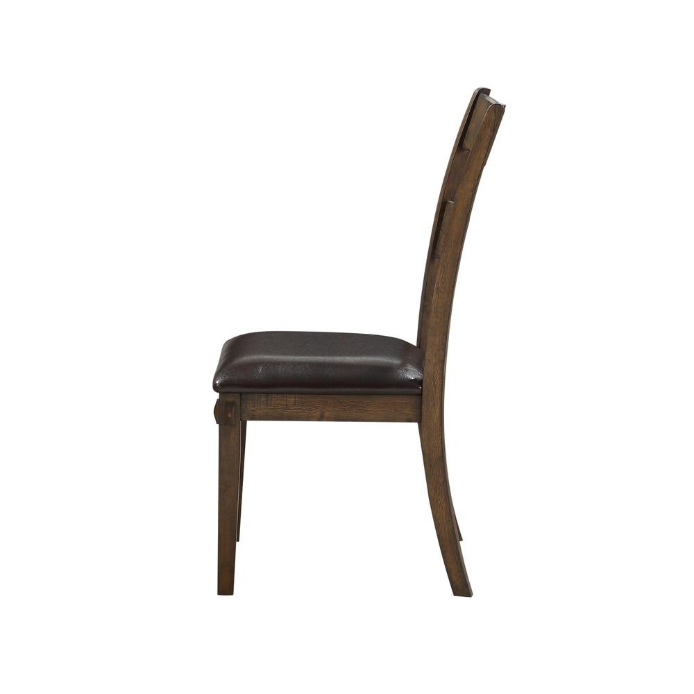 Nabirye Side Chair (Set-2), PU &amp; Dark Oak - Ethereal Company
