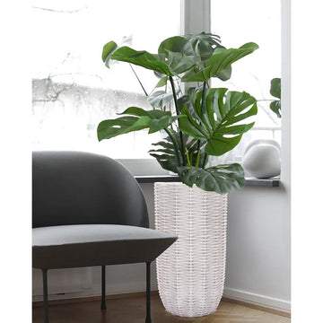 Off White MgO Wicker 21.6-in Tall Round Planter - Ethereal Company