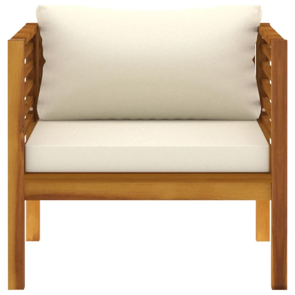 Patio Chair with Cream White Cushions Solid Acacia Wood - Ethereal Company