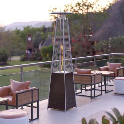Patio Outdoor Heating-Bronze Stainless Steel Pyramid 42,000 BTU Propane Heater with Wheels for Commercial &amp; Residential Use - Ethereal Company