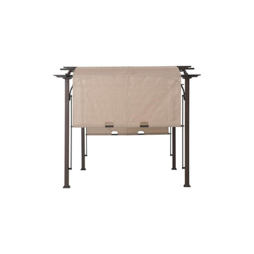 Pergola with Adjustable Canopy for Patio, Backyard, and Garden, Tan &amp; Brown - Ethereal Company