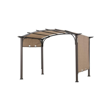 Pergola with Adjustable Canopy for Patio, Backyard, and Garden, Tan &amp; Brown - Ethereal Company