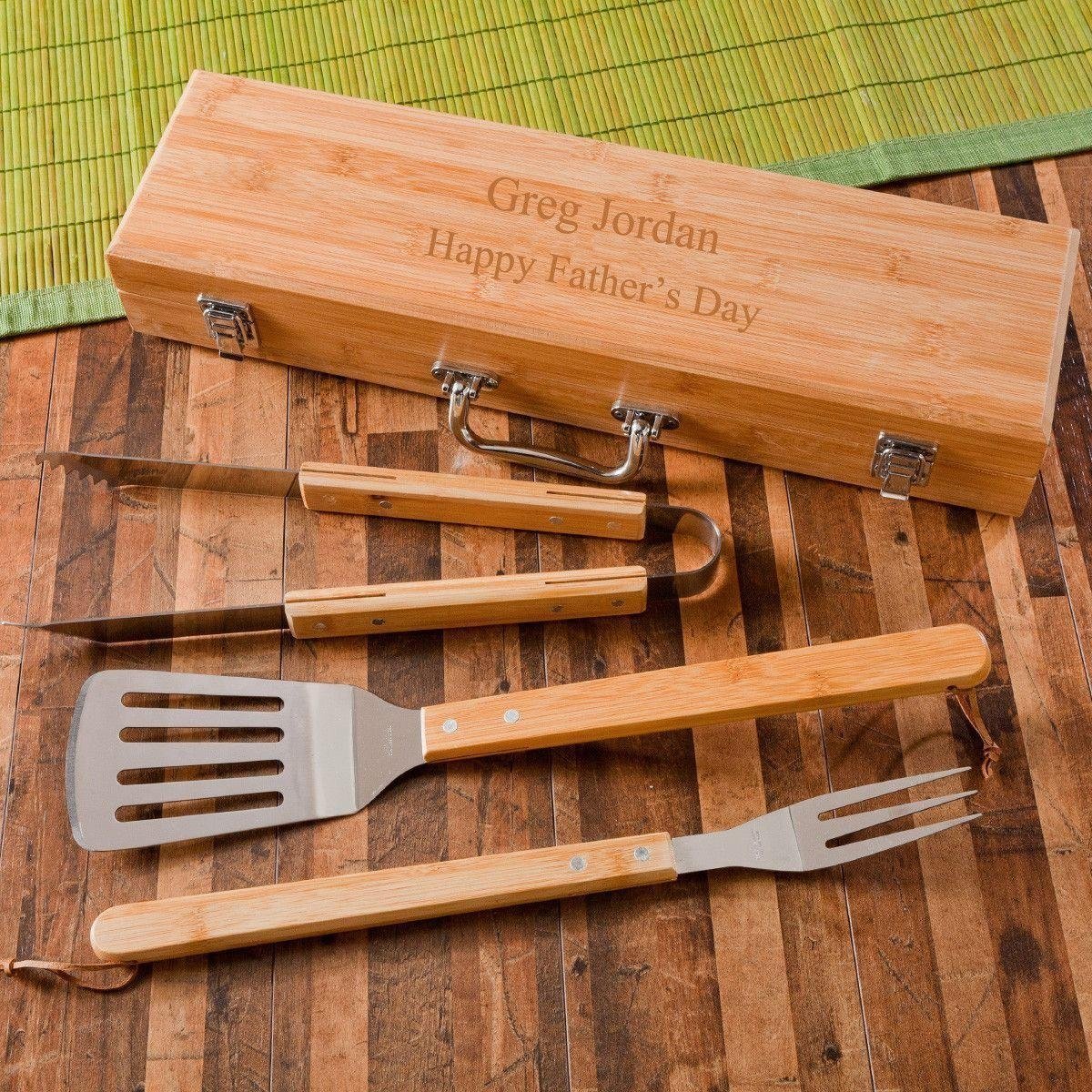 Personalized Grill Set - BBQ Set - Bamboo Case - Ethereal Company