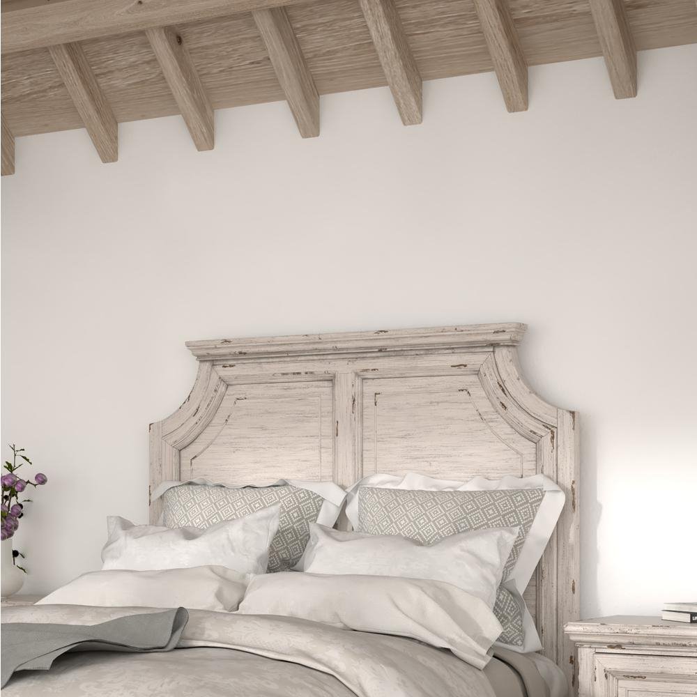 Providence Queen Panel Headboard , Antiqued White - Ethereal Company